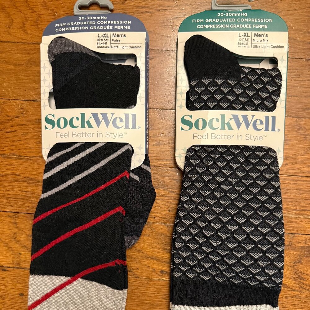 NWT 2 pairs Sockwell Men's Dapper II | Moderate Graduated Compression Socks XL